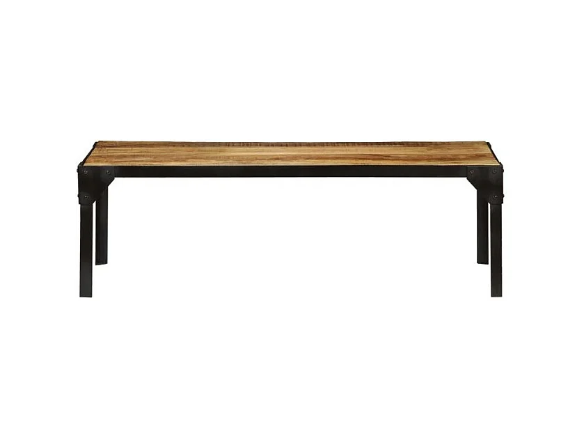 Table basse rectangulaire manguier massif foncé et métal noir Maneci