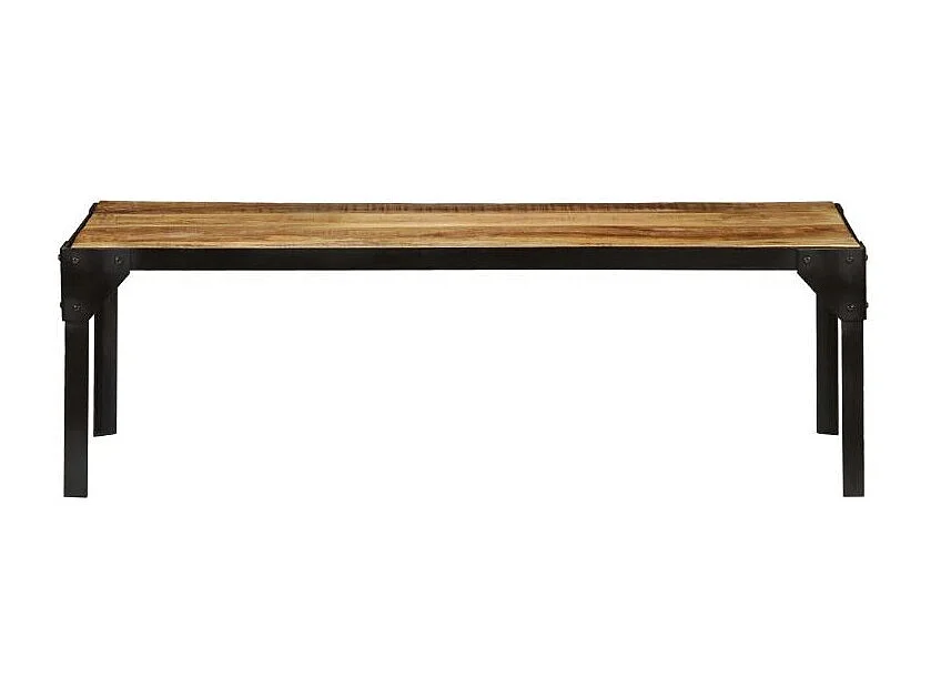 Table basse rectangulaire manguier massif foncé et métal noir Maneci