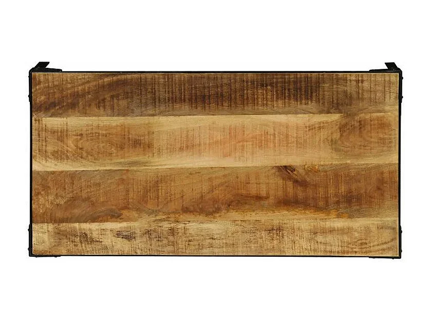 Table basse rectangulaire manguier massif foncé et métal noir Maneci