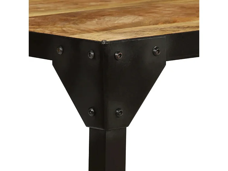 Table basse rectangulaire manguier massif foncé et métal noir Maneci