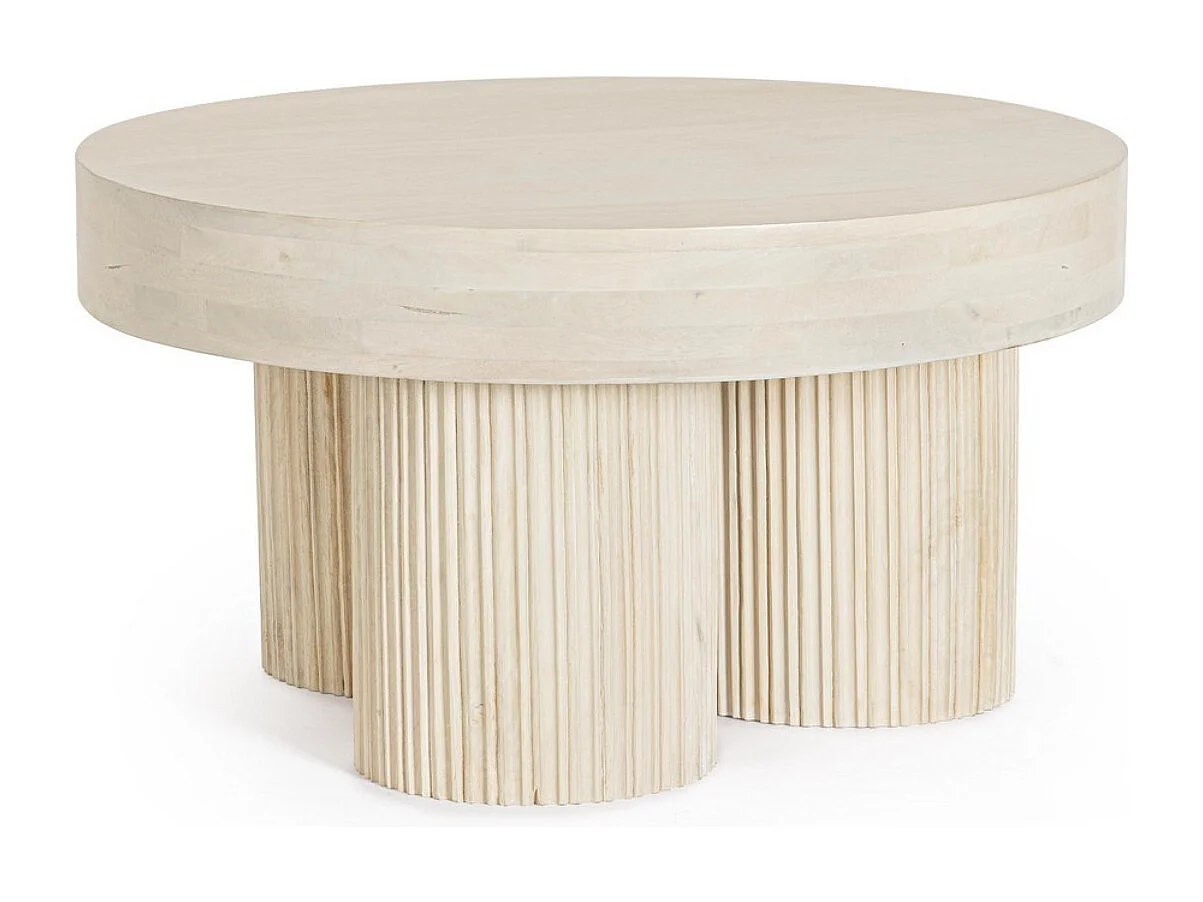 Table basse ronde en bois massif Bozar 75cm-Marron