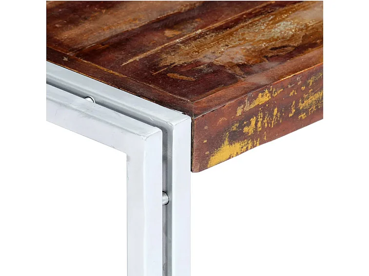 Table basse rectangulaire bois massif recyclé et métal gris Pousty