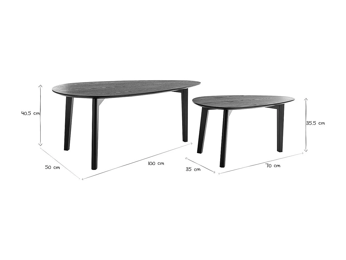 Tables basses gigognes bois noir (lot de 2) ARTIK