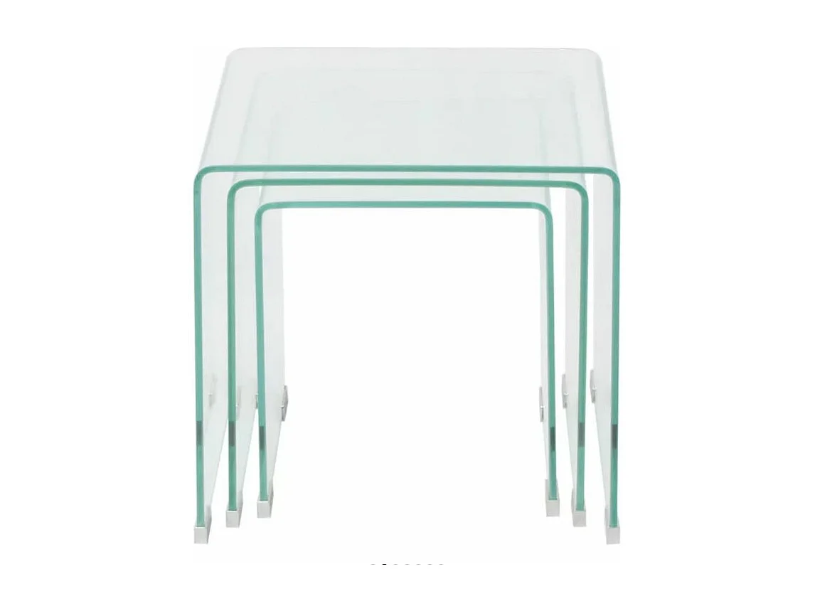 Table basse carrée verre trempé transparent Niu - Lot de 3