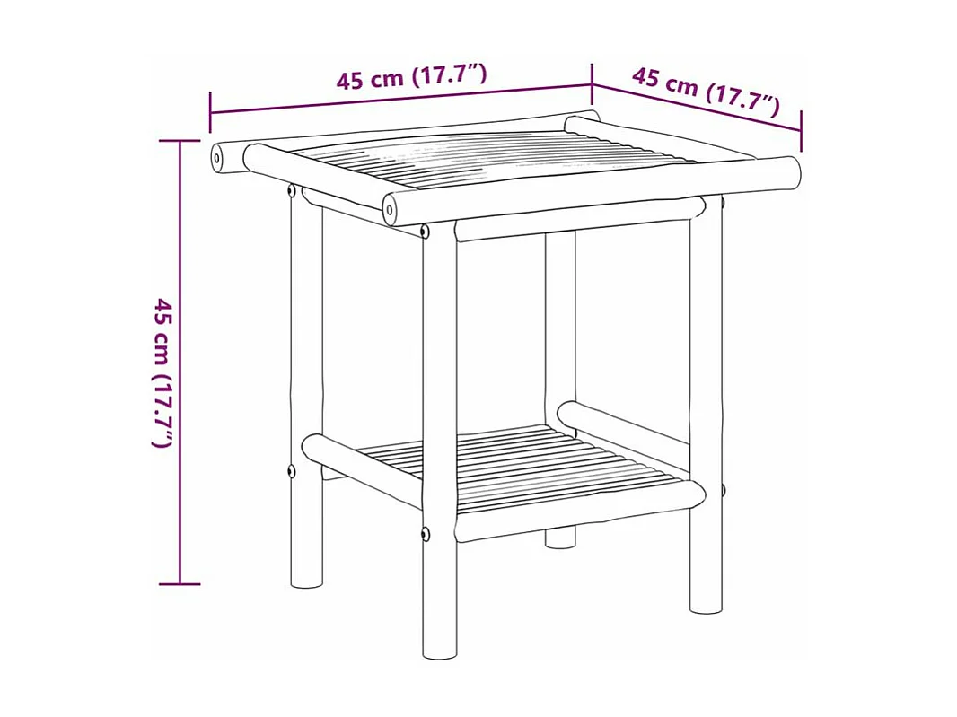 vidaXL Mesa de centro de bambú 45x45x45 cm Marrón