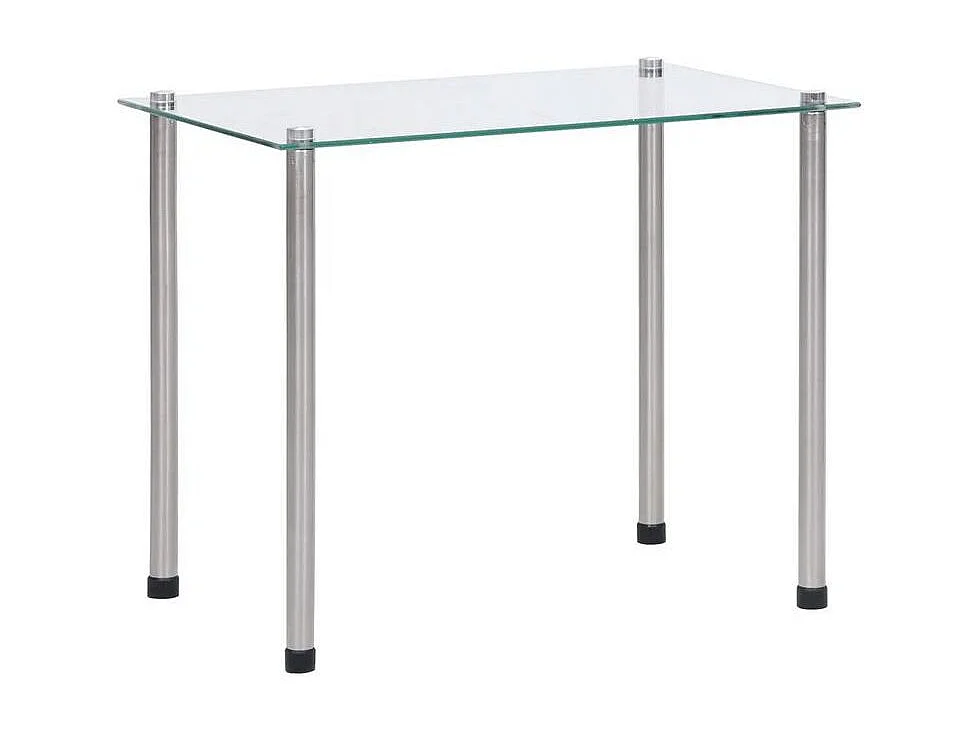 Set de 3 tables gigognes verre trempé transparent et pieds métal gris Rosi