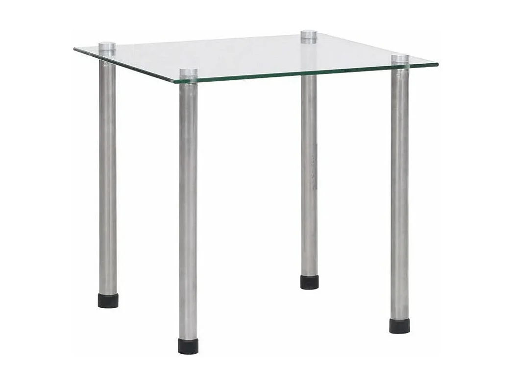 Set de 3 tables gigognes verre trempé transparent et pieds métal gris Rosi
