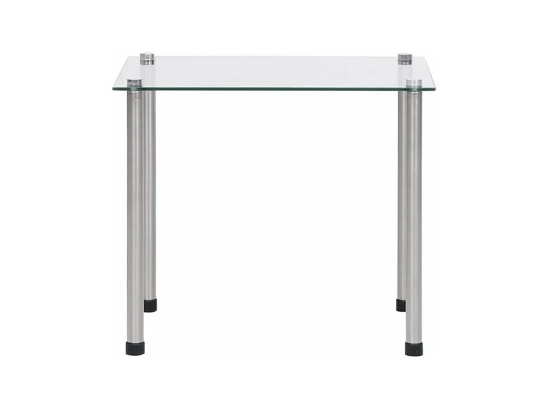 Set de 3 tables gigognes verre trempé transparent et pieds métal gris Rosi