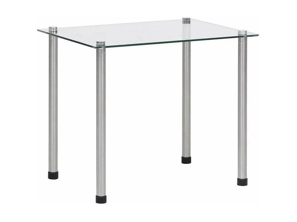 Set de 3 tables gigognes verre trempé transparent et pieds métal gris Rosi