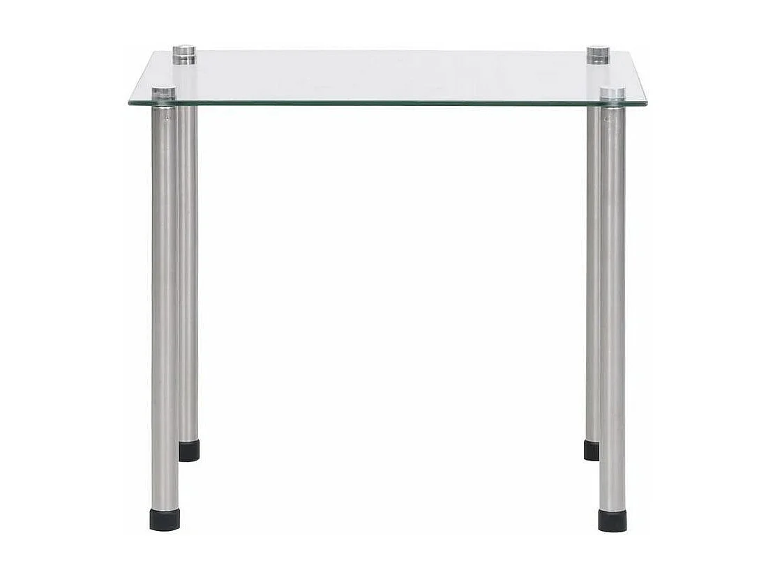 Set de 3 tables gigognes verre trempé transparent et pieds métal gris Rosi