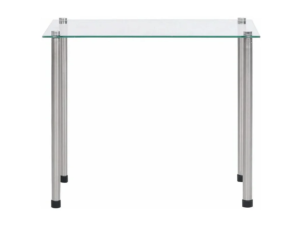 Set de 3 tables gigognes verre trempé transparent et pieds métal gris Rosi