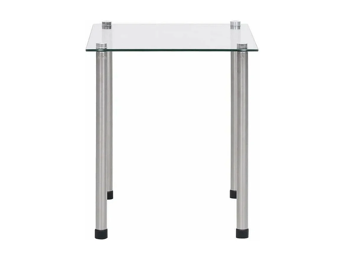 Set de 3 tables gigognes verre trempé transparent et pieds métal gris Rosi