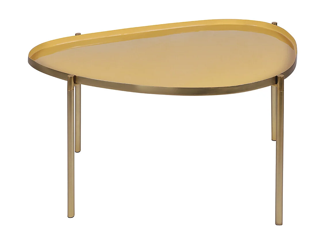 Tables basses gigognes laquées moutarde, bleu canard et bleu (lot de 3) ZURIA