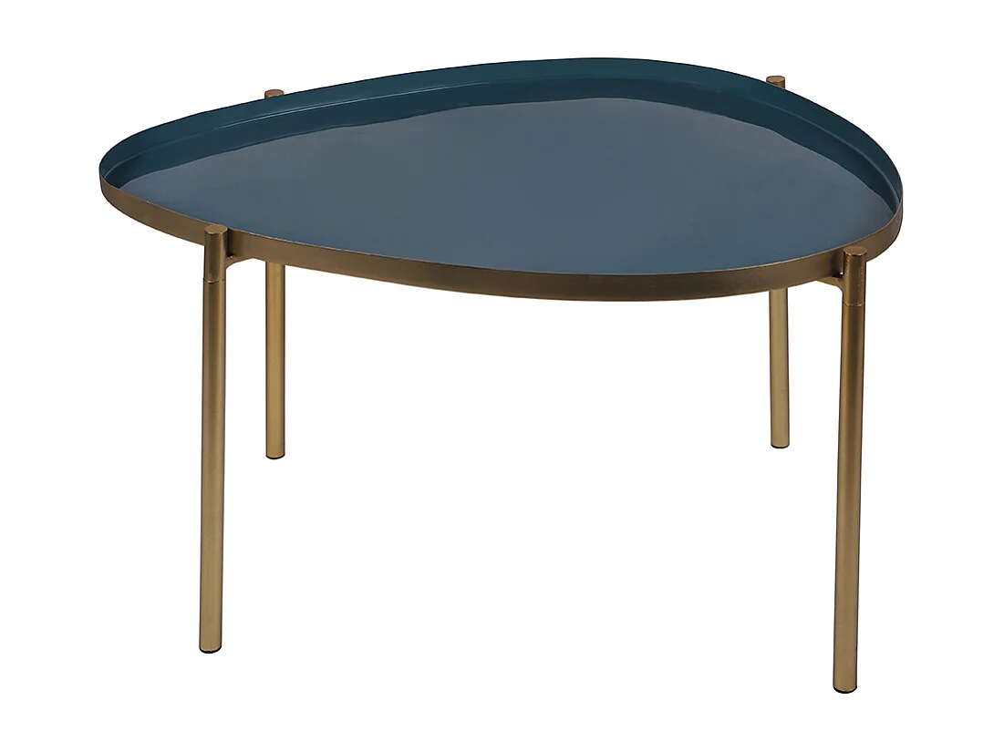 Tavolini impilabili laccati bianchi, senape, blu anatra, blu (set di 3) ZURIA