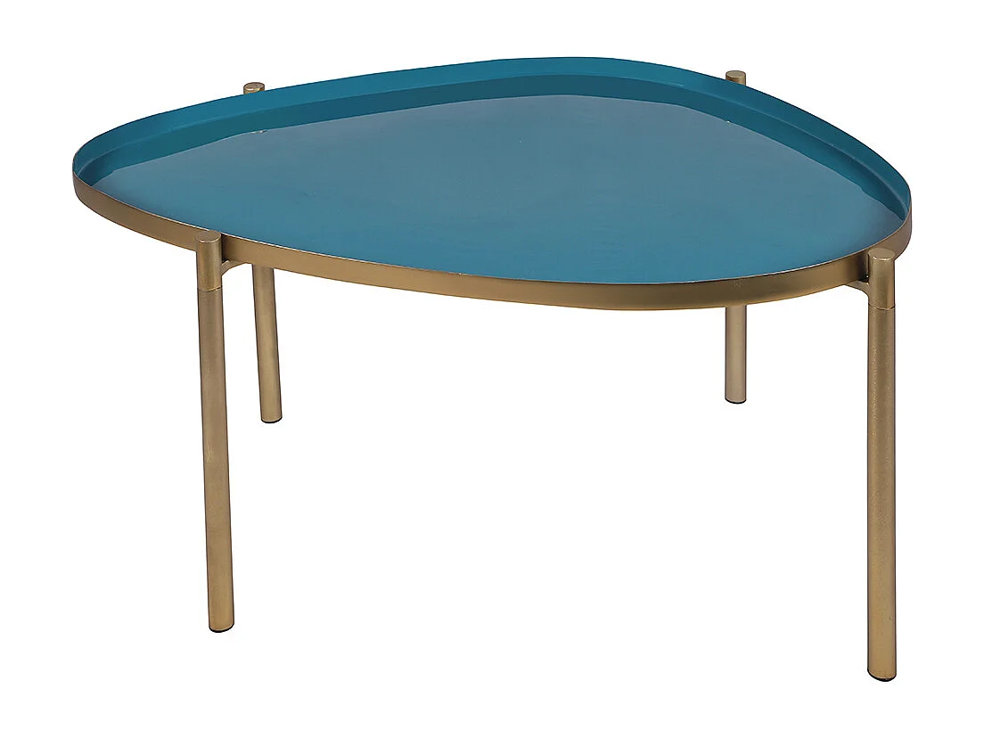 Tavolini impilabili laccati bianchi, senape, blu anatra, blu (set di 3) ZURIA