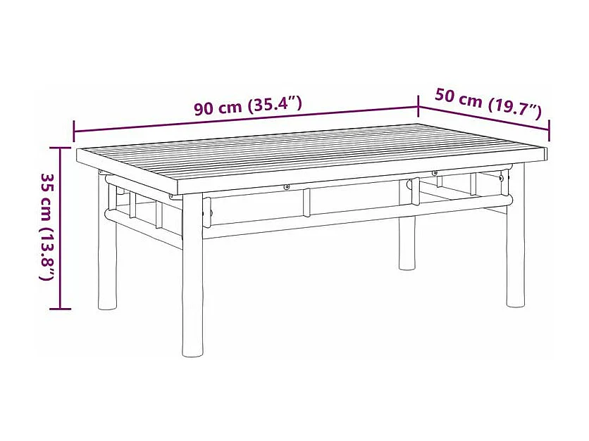 Table basse 90x50x35 bambou
