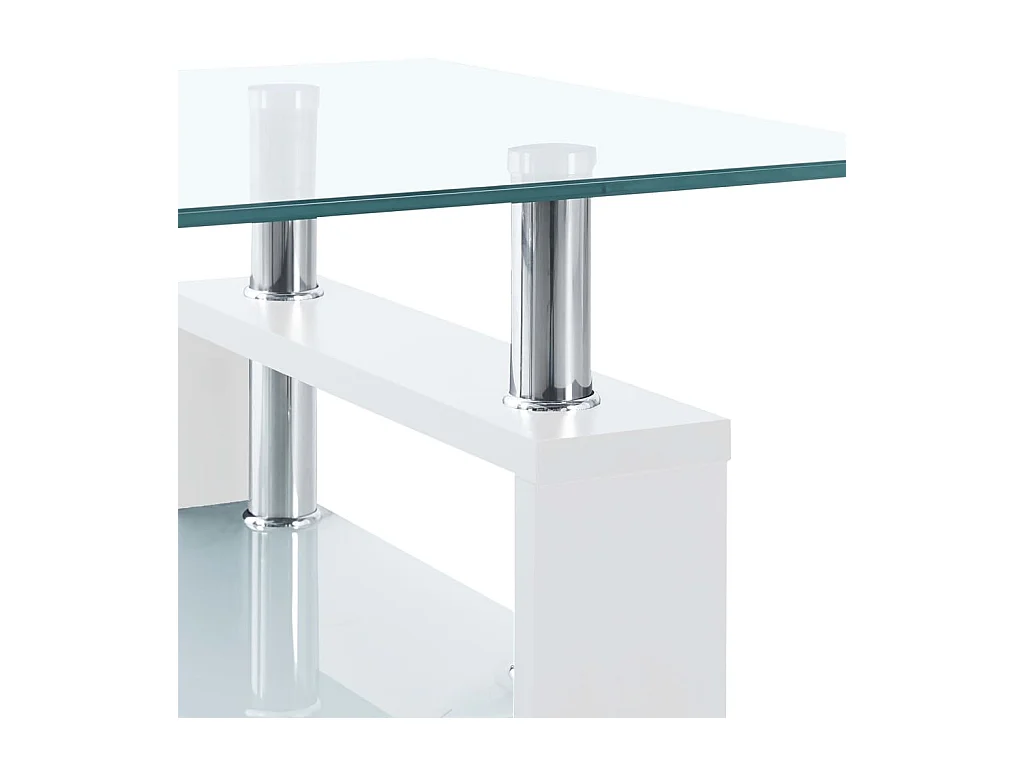 Table basse Blanc et transparent 95x55x40 Verre trempé