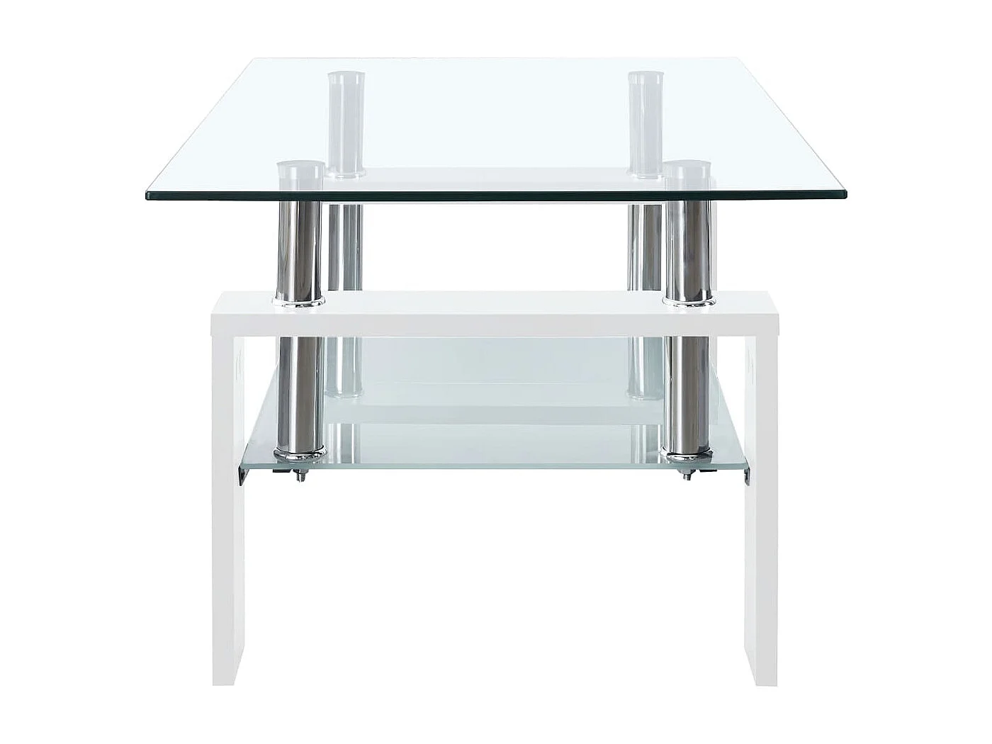 Table basse Blanc et transparent 95x55x40 Verre trempé