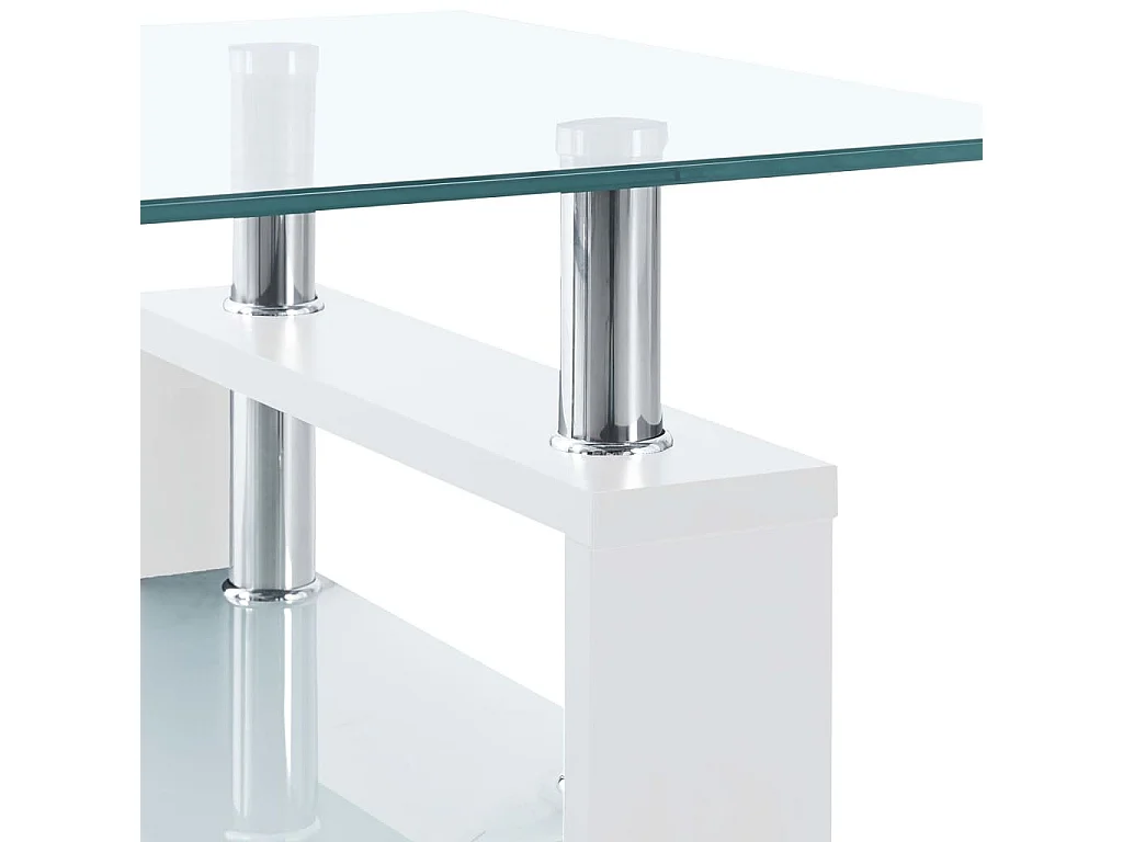 Table basse Blanc et transparent 95x55x40 Verre trempé