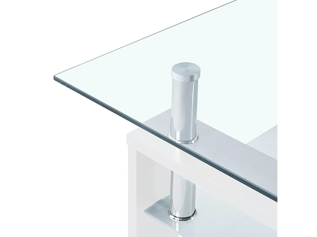 Table basse Blanc et transparent 95x55x40 Verre trempé