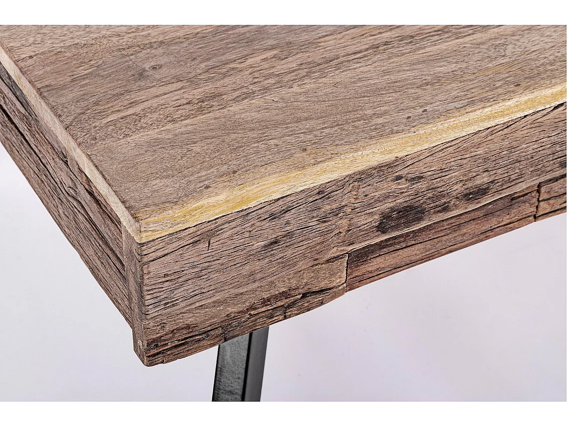 Table basse industrielle 1 tiroir bois de manguier recyclé et acier noir Kramer 118cm