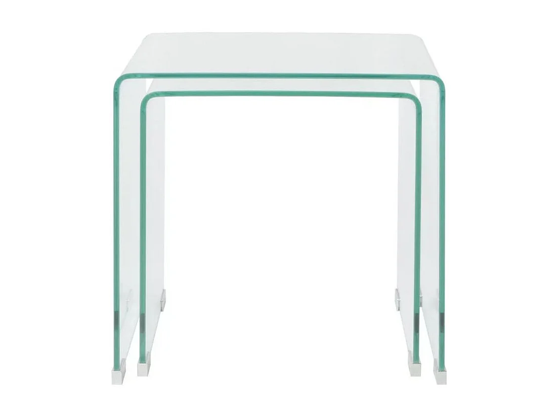 Table basse carrée verre trempé transparent Niu - Lot de 2