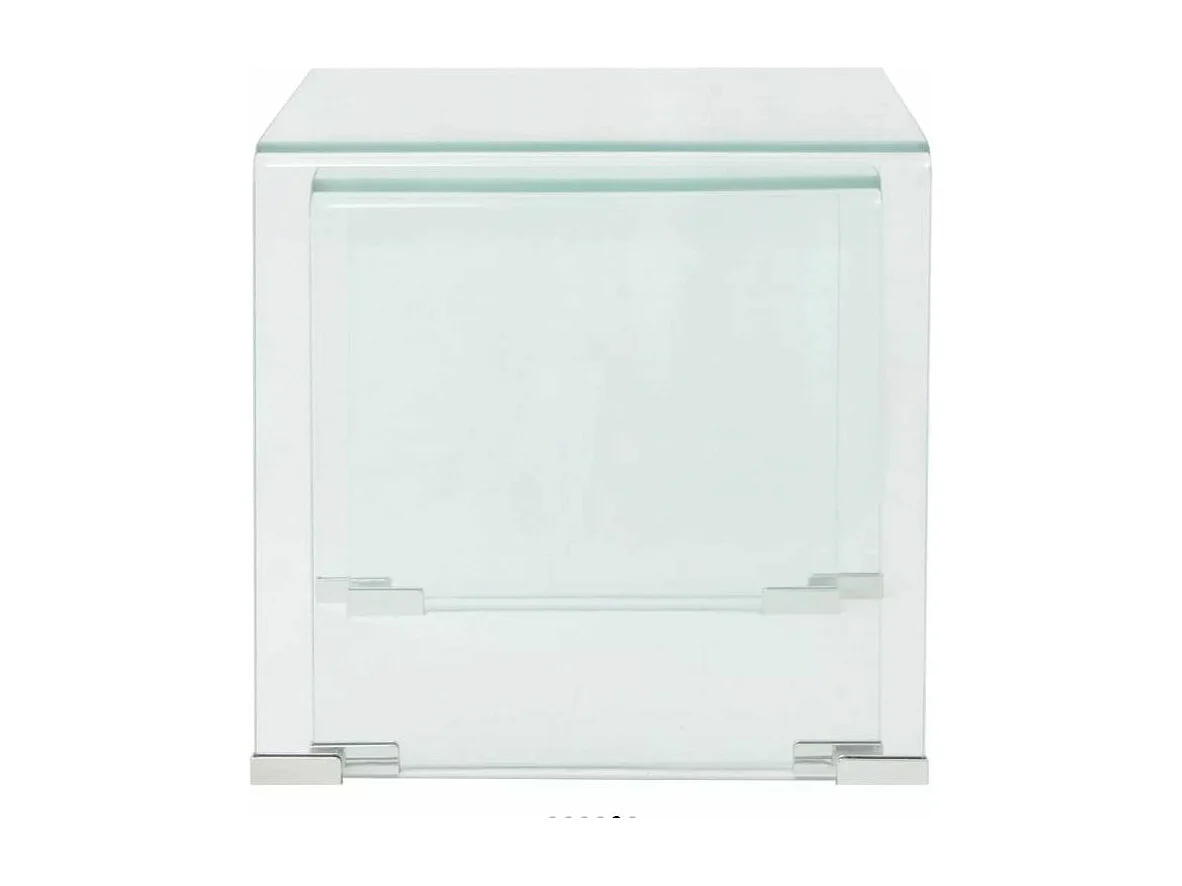 Table basse carrée verre trempé transparent Niu - Lot de 2