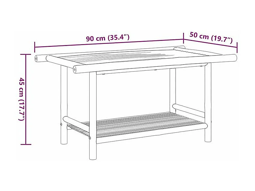 Table basse 90x50x45 bambou