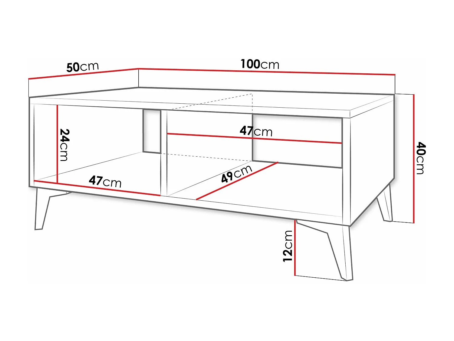 Tavolino da caffè Comfivo AD104, D'oro|Bianco, 40x50x100cm, Truciolare laminato, Angolare