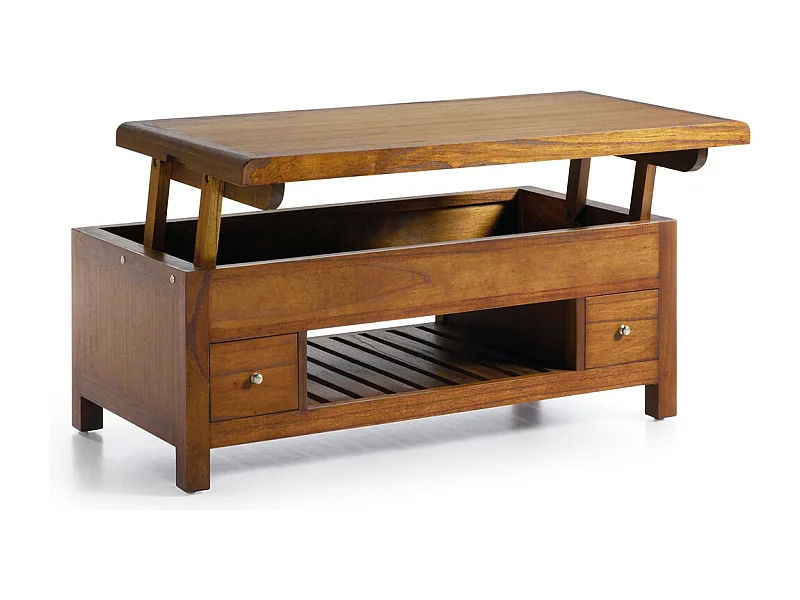 Mesita elevable Mindy de madera maciza 4 puertas 2 cajones Sotchy 150 cm
