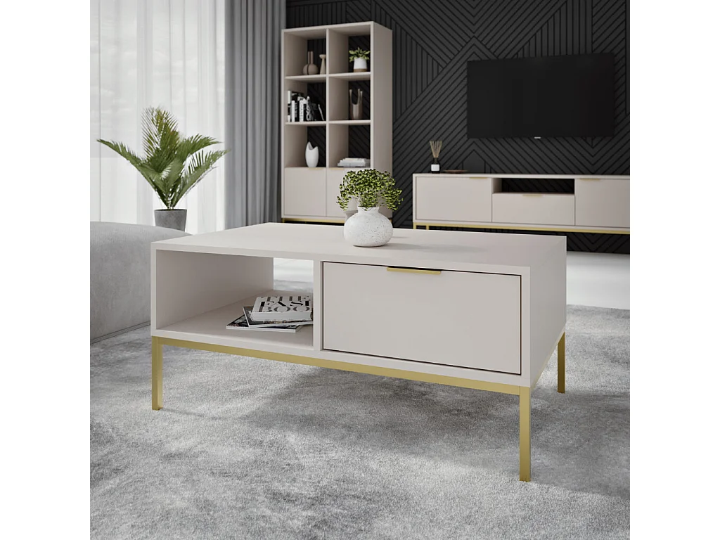 Stolik kawowy AUSTIN 100x60 kaszmir/złoty