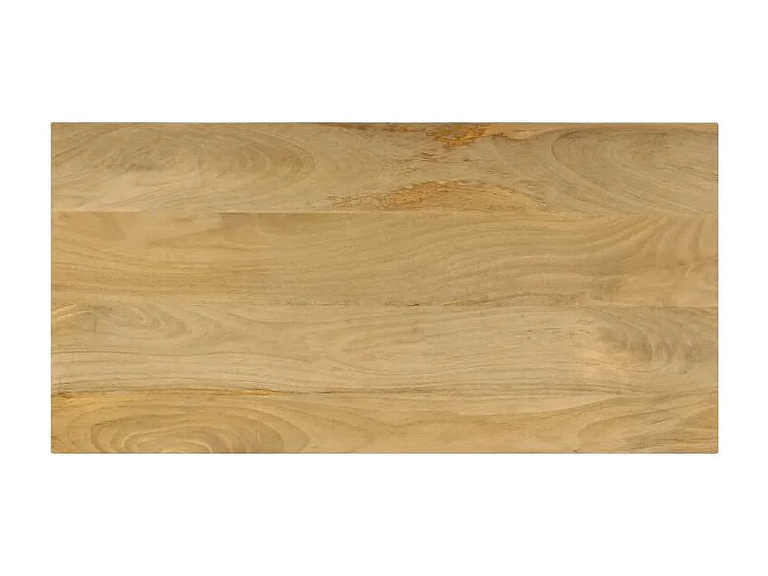 Table basse rectangulaire manguier massif clair et métal blanc Sytra