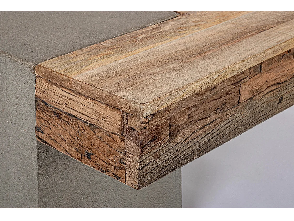 Table basse industrielle bois de manguier recyclé et acier noir Kramer 118cm