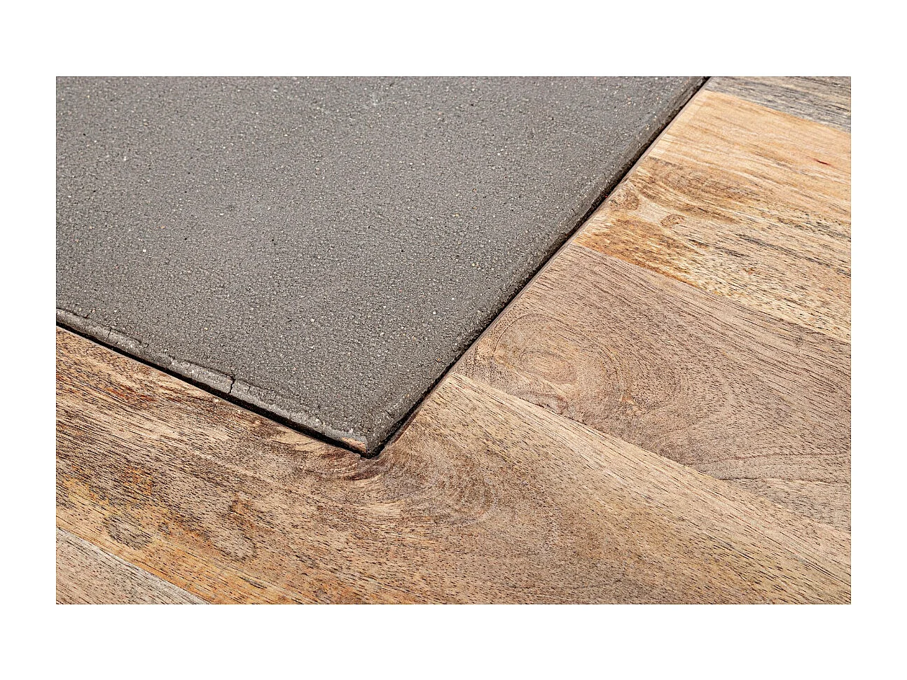 Table basse industrielle bois de manguier recyclé et acier noir Kramer 118cm