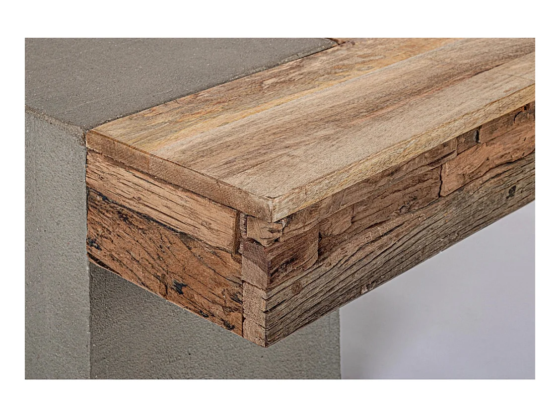 Table basse industrielle bois de manguier recyclé et acier noir Kramer 118cm