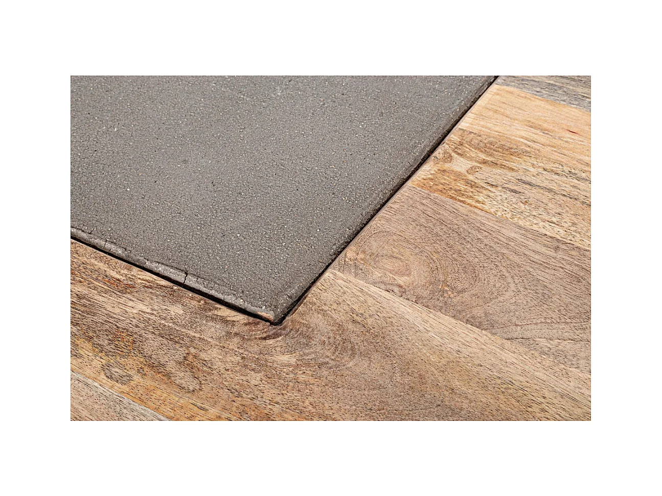 Table basse industrielle bois de manguier recyclé et acier noir Kramer 118cm