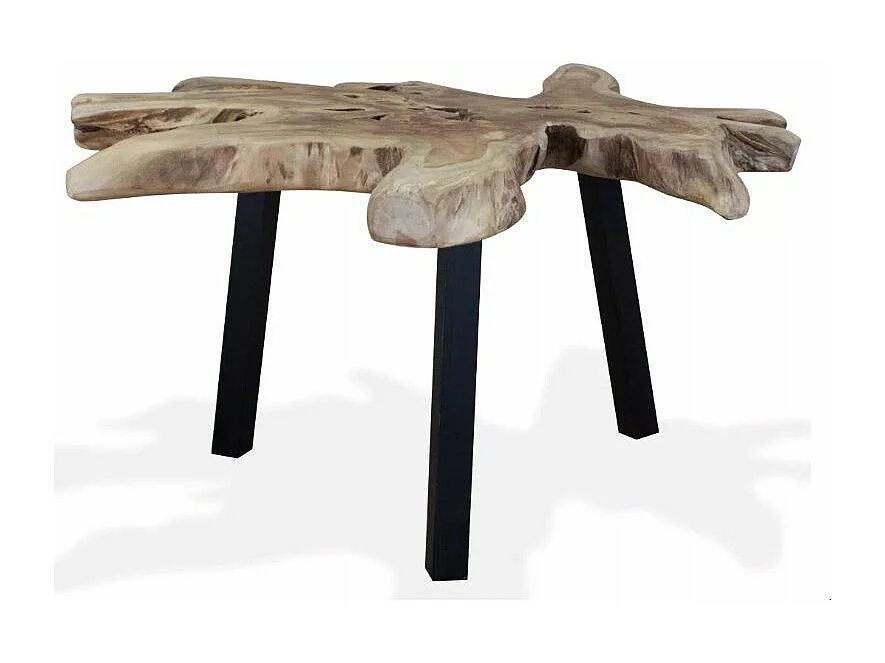 Table basse teck massif clair et pieds métal noir Will