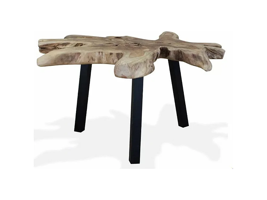 Table basse teck massif clair et pieds métal noir Will