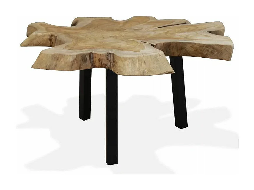 Table basse teck massif clair et pieds métal noir Will