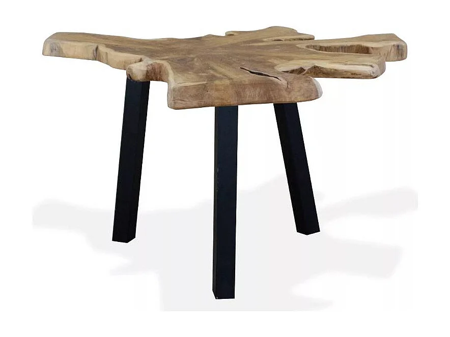 Table basse teck massif clair et pieds métal noir Will