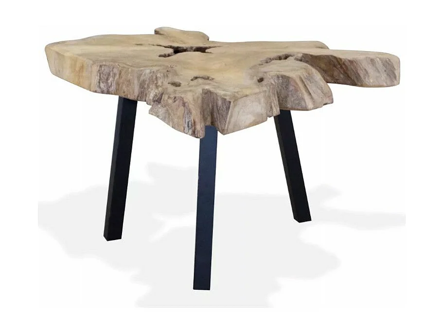 Table basse teck massif clair et pieds métal noir Will