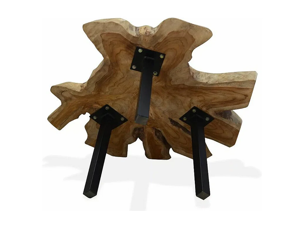 Table basse teck massif clair et pieds métal noir Will