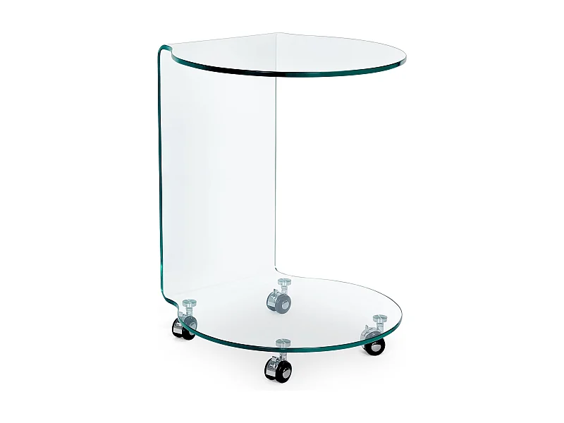 Table d'appoint en verre transparent à roues Iris - Lot de 2