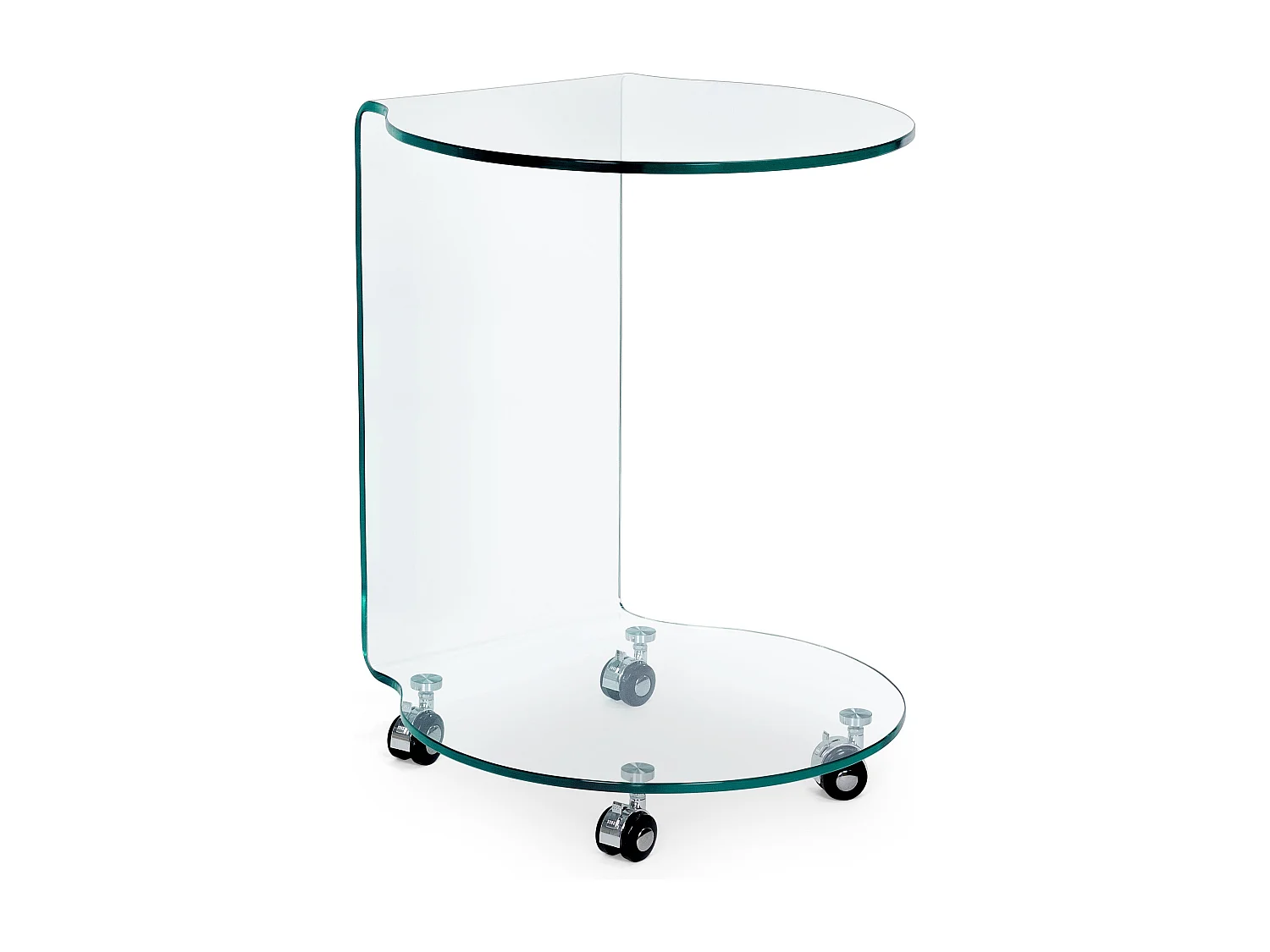 Iris bijzettafel van helder glas op wieltjes - Set van 2