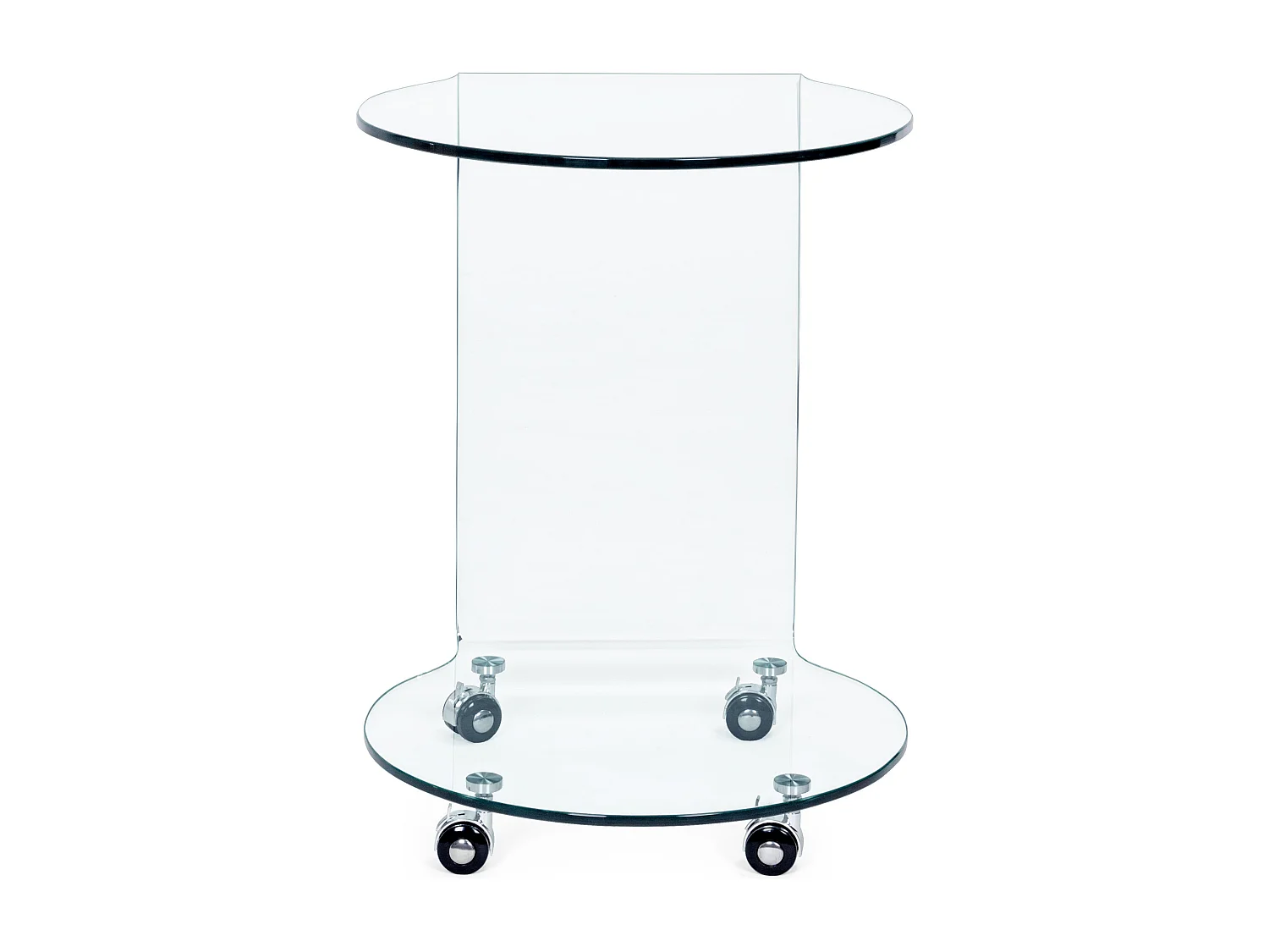 Iris bijzettafel van helder glas op wieltjes - Set van 2