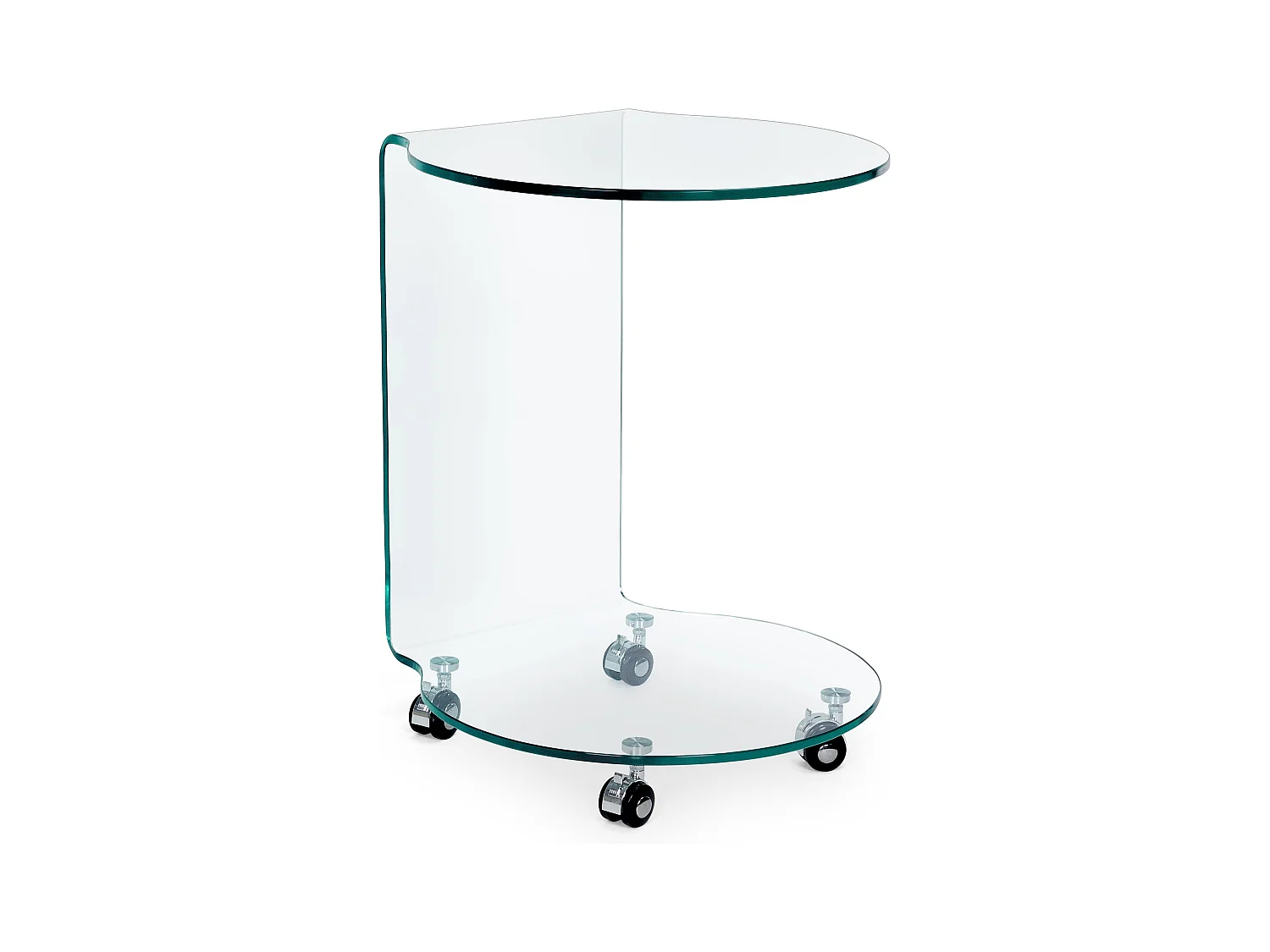 Table d'appoint en verre transparent à roues Iris - Lot de 2