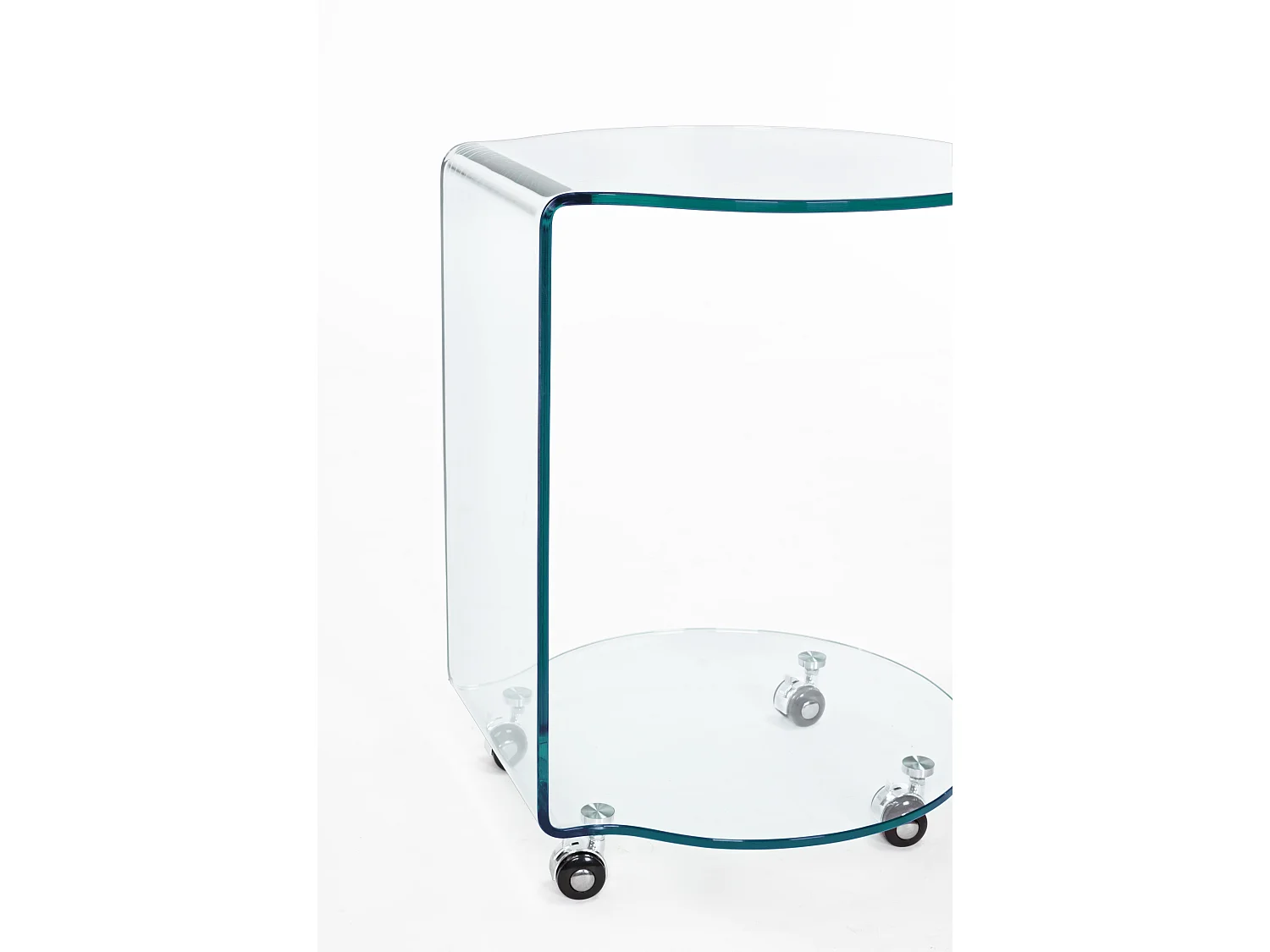 Iris bijzettafel van helder glas op wieltjes - Set van 2