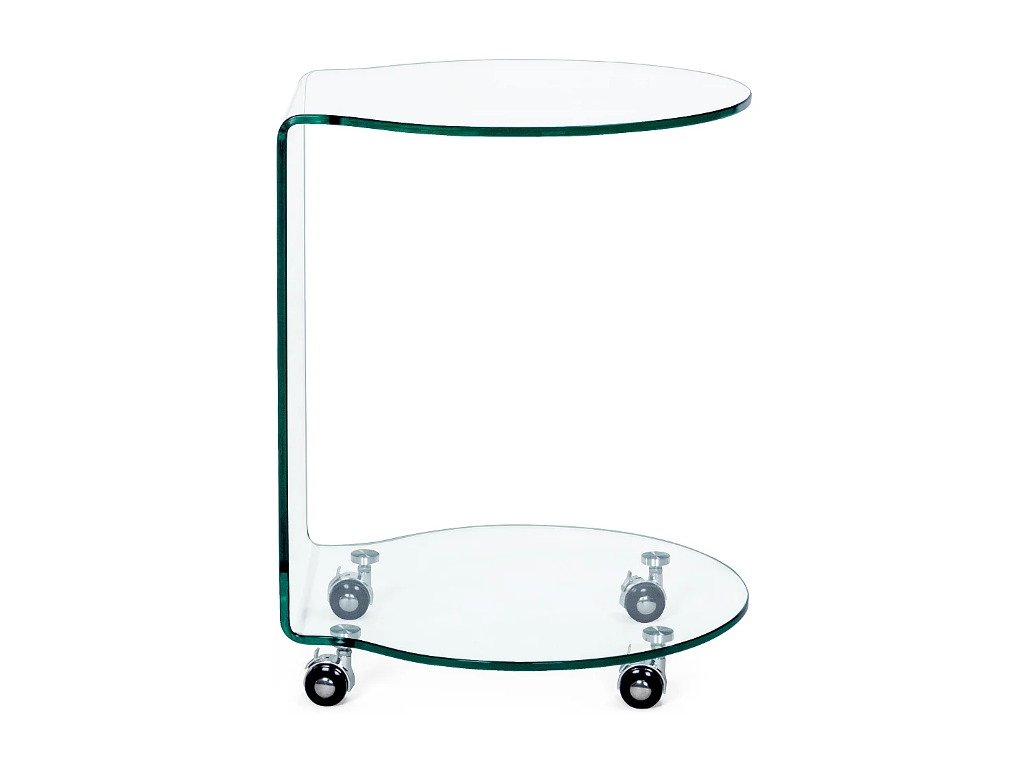 Iris bijzettafel van helder glas op wieltjes - Set van 2