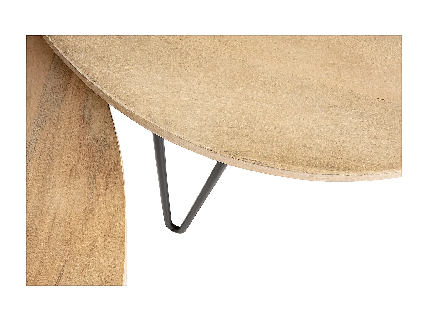 Tavolini a scomparsa rotondi in mango e metallo (lotto di 2) VIBES