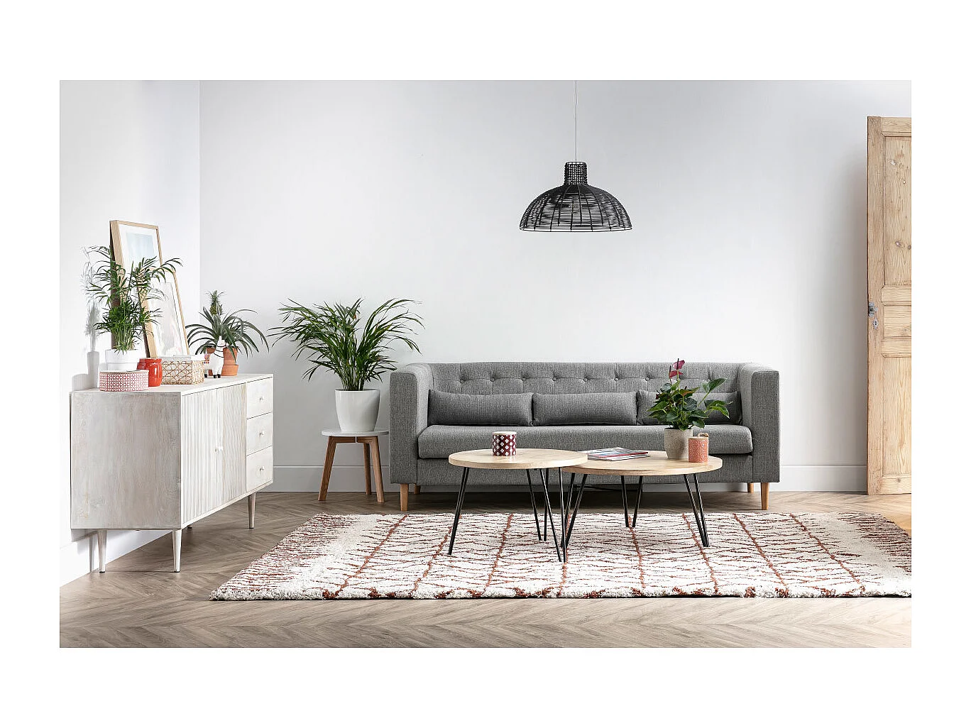 Tavolini a scomparsa rotondi in mango e metallo (lotto di 2) VIBES